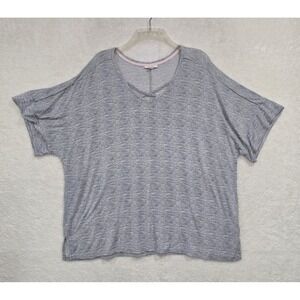 Roudelain Dolman Top Womens L Short Sleeve Heather Gray Criss Cross V-Neck Shirt